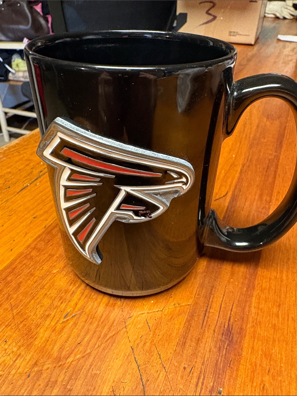 Black Ceramic Coffee Mug with Falcon Team Emblem 12 Oz